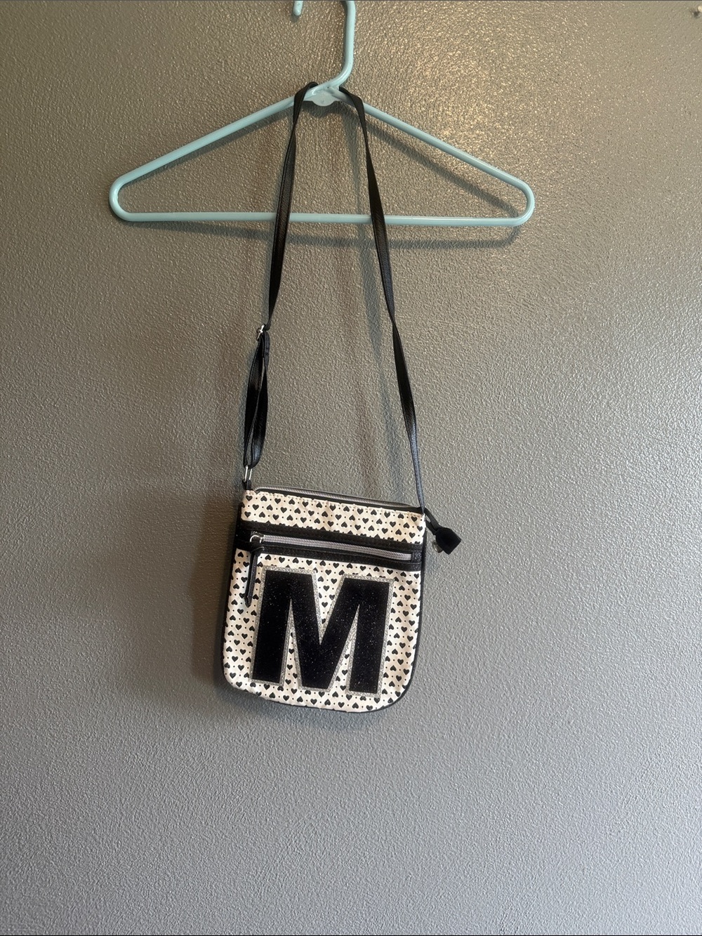 Justice Black and White Crossbody with Large 'M' Patch